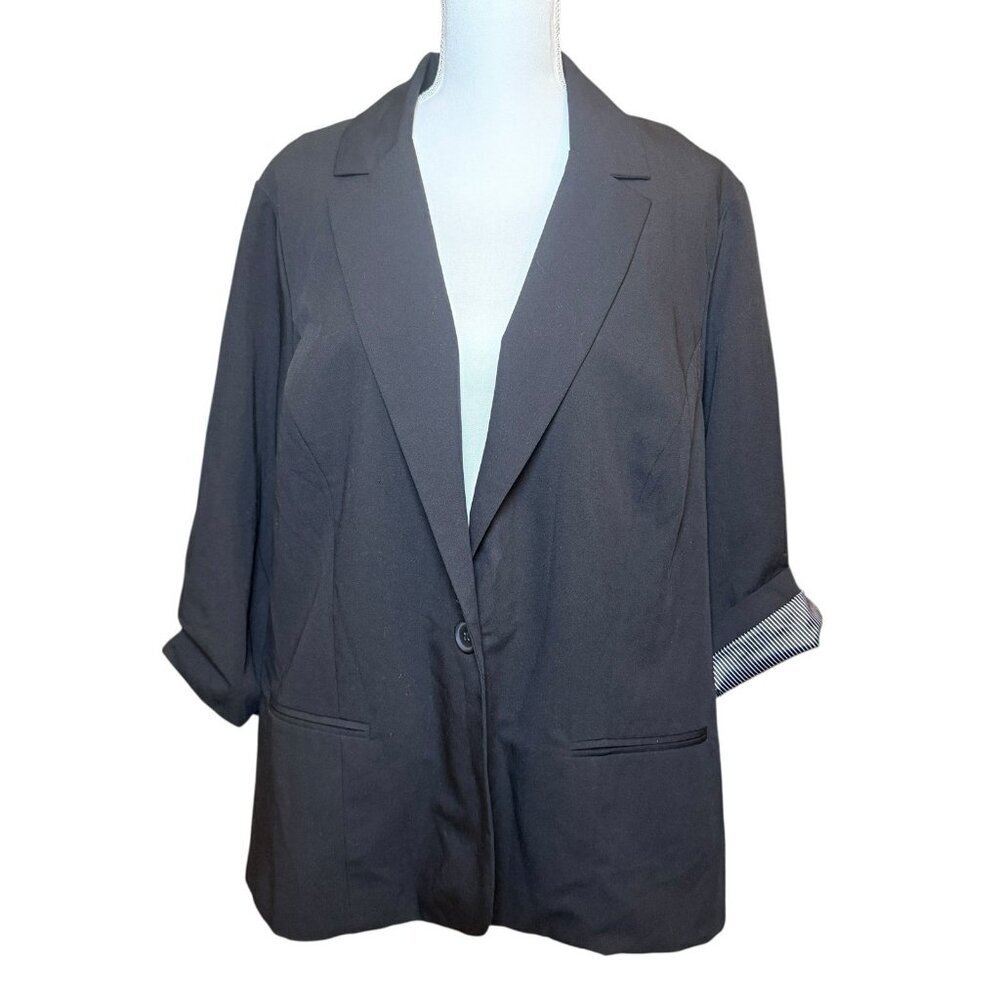 Studio by TORRID Black Blazer Jacket Lined 3/4 Sleeve Plus Size 3 / 3X / 22